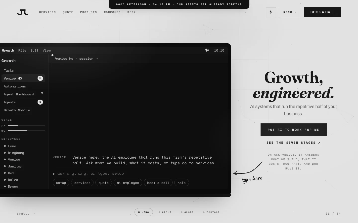 JTL Growth home page on a laptop