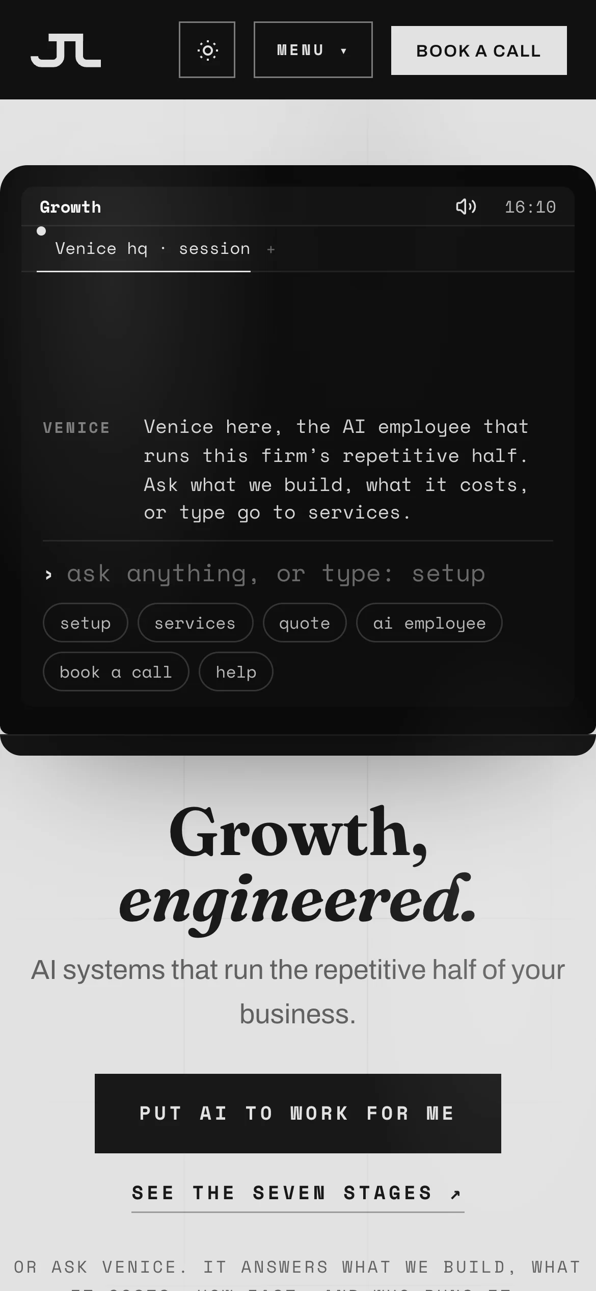 JTL Growth site on a phone