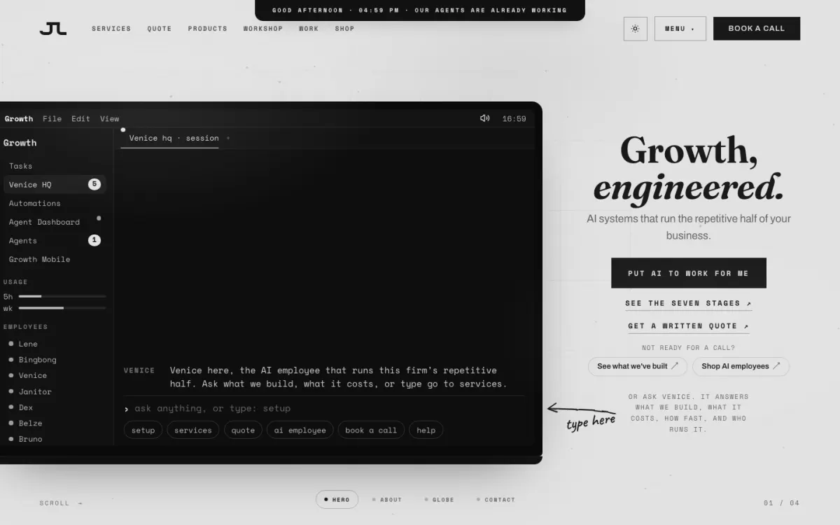 jtlgrowth.com home screen