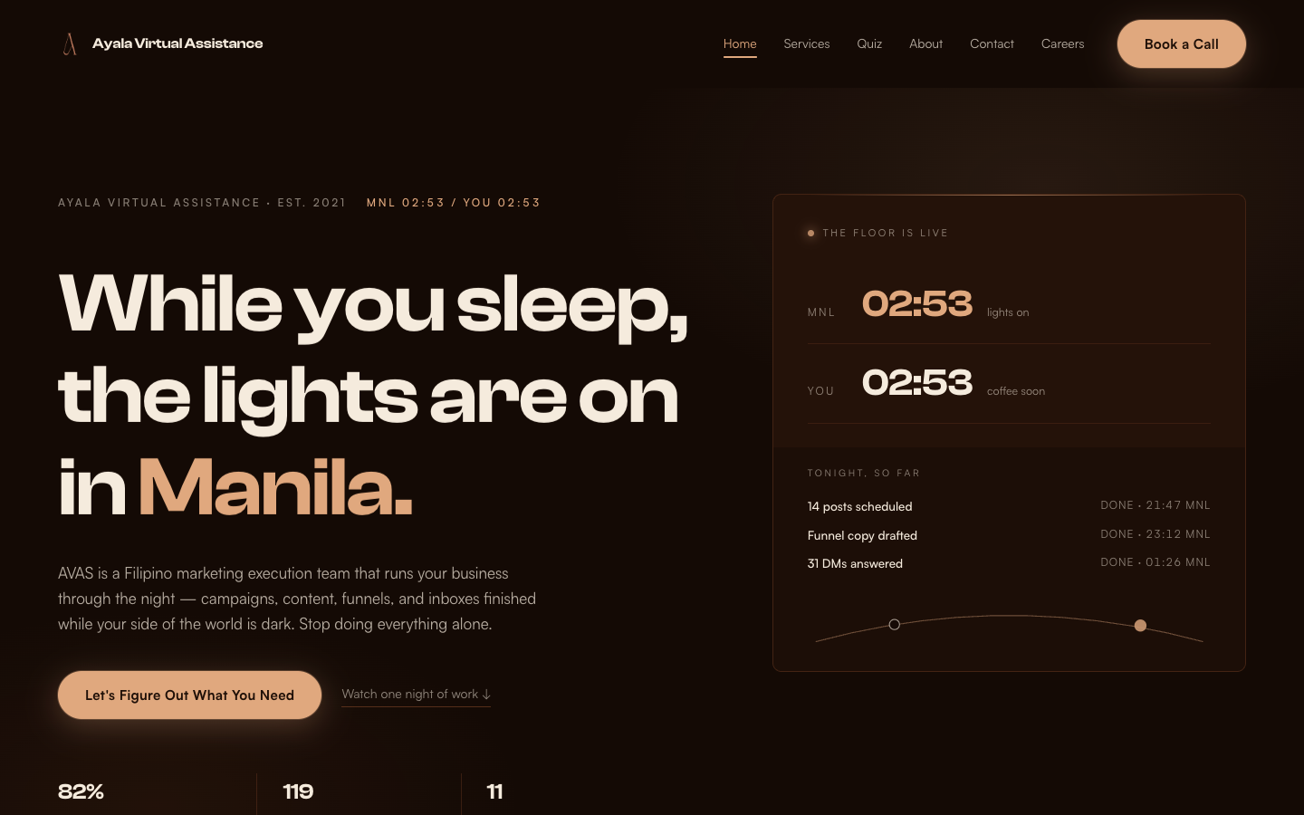 AVAS Night Shift, live site screenshot