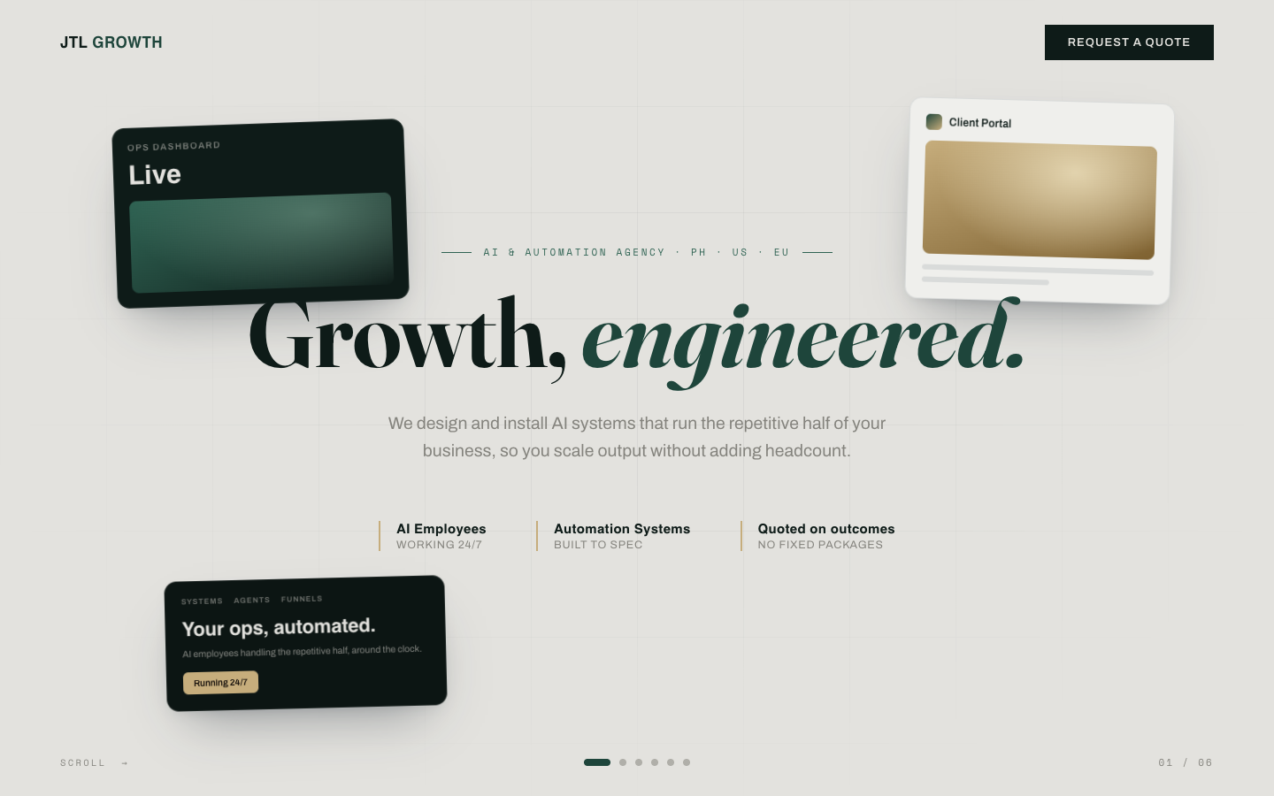 JTL Growth, live site screenshot